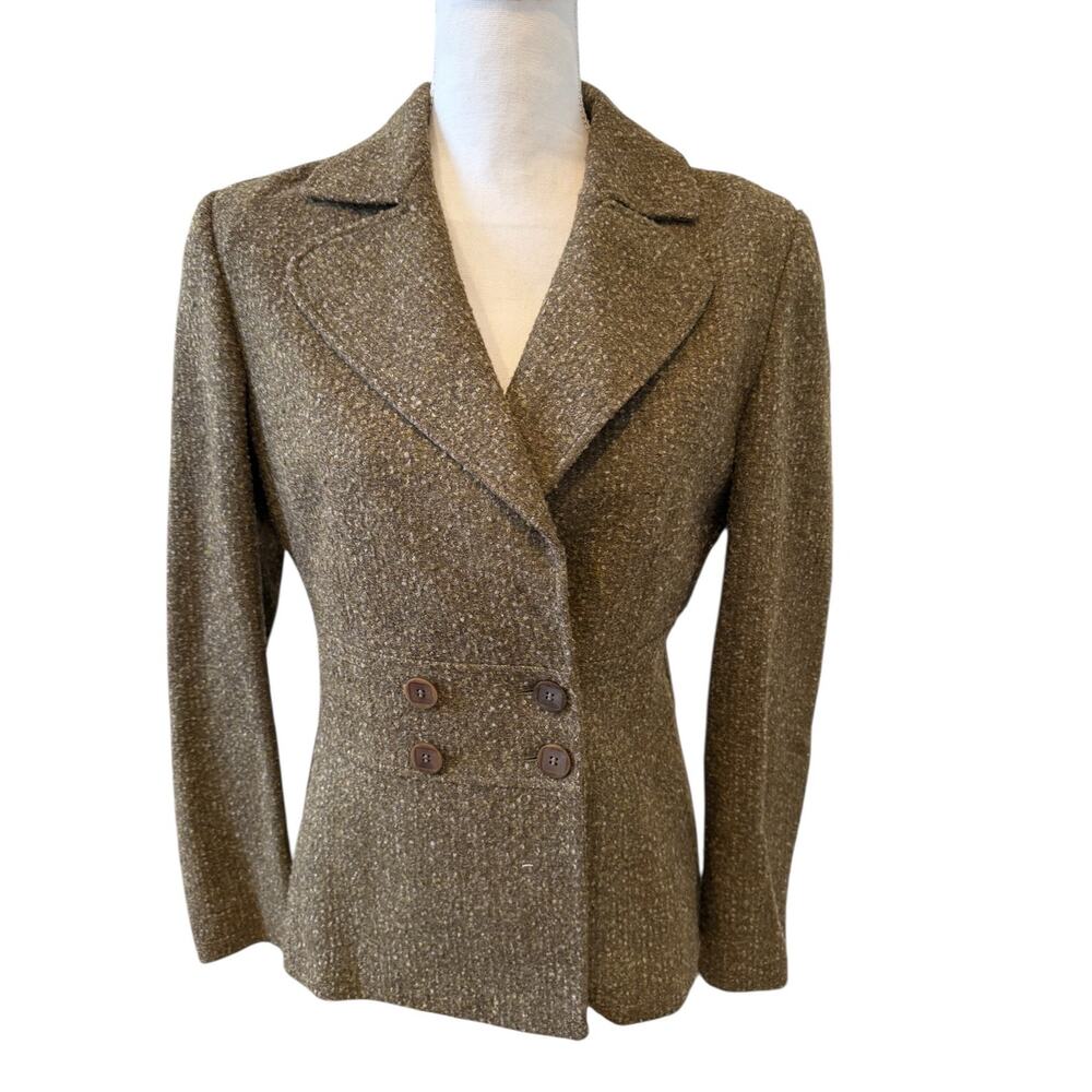 Zanella Platinum Boucle Tweed Hourglass Blazer Mocha 8